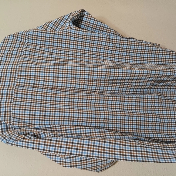Men's Blue and Brown Checkered Shirt - Picture 5 of 5